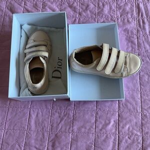 Dior Kids Beige Strap Sneakers